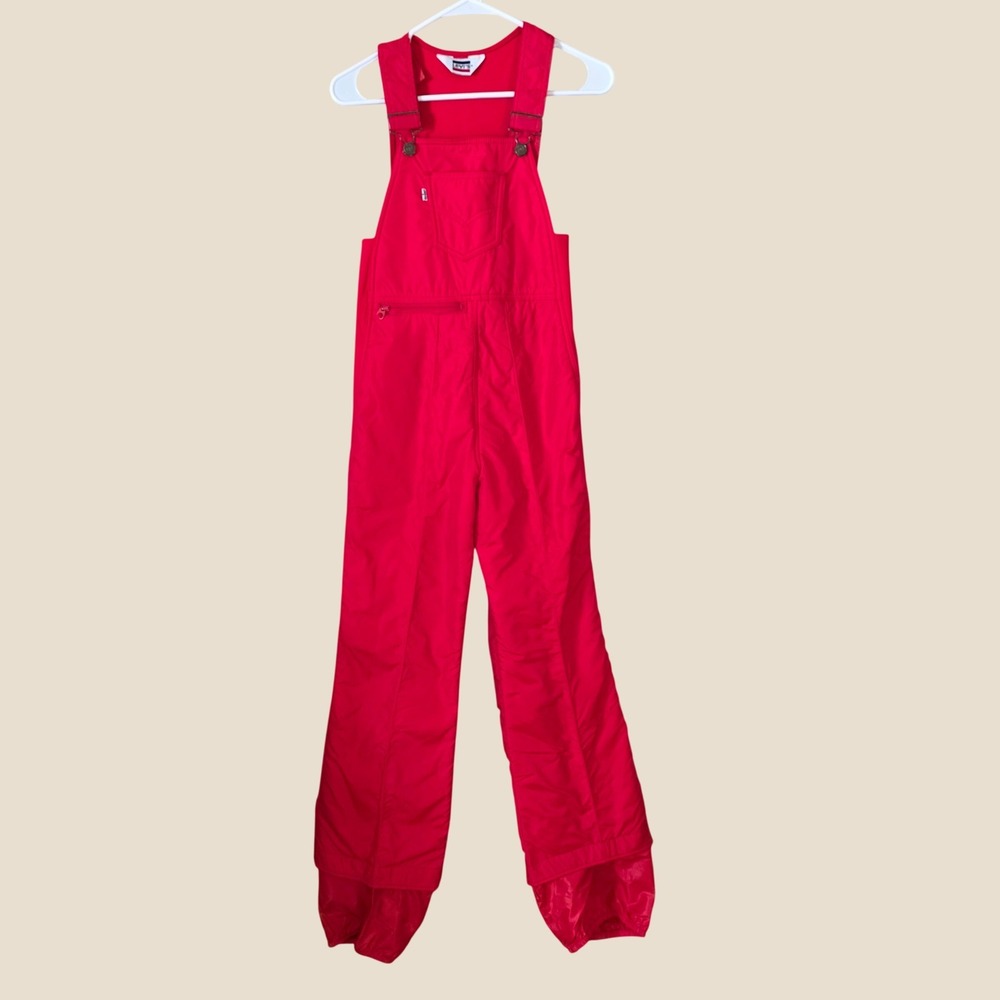 Vintage Levis Womens Ski Bibs Red Size 8 Insulated Snow Overalls Pants